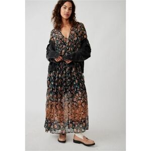 Free People See It Through Maxi Dress Black Nwt